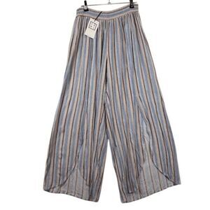 NWT THML Palazzo Pants Wide Leg Front Slits Tulip Legs Striped Size Medium